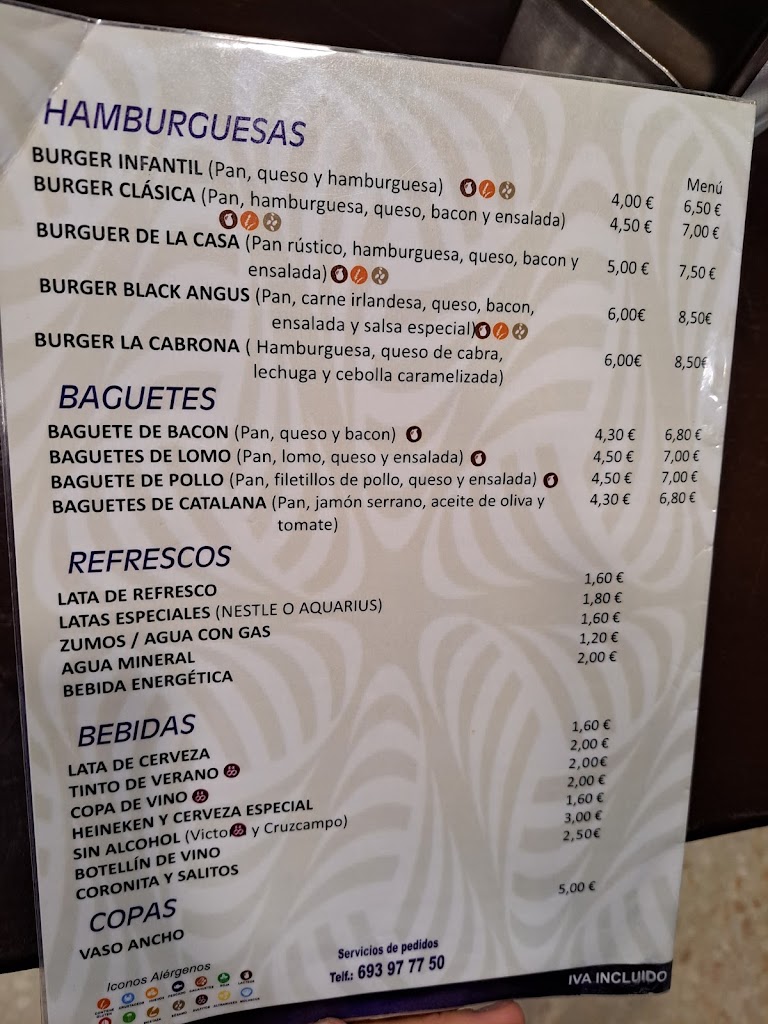 Bar restaurante Tony Shoarma — Carta