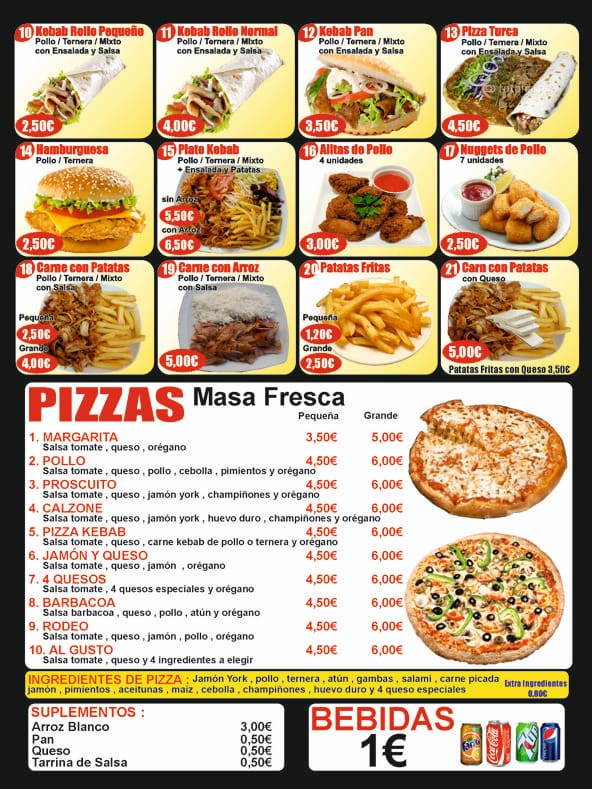 Pizza Kebab las Cabezas — Carta