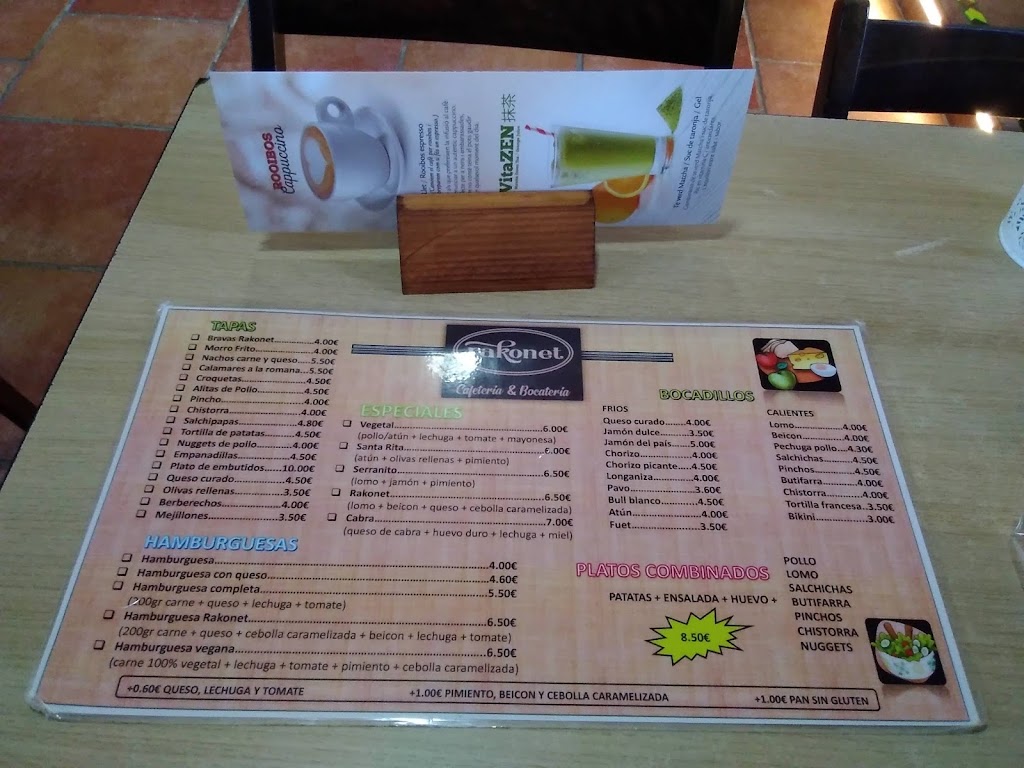 Bar Rakonet — Carta