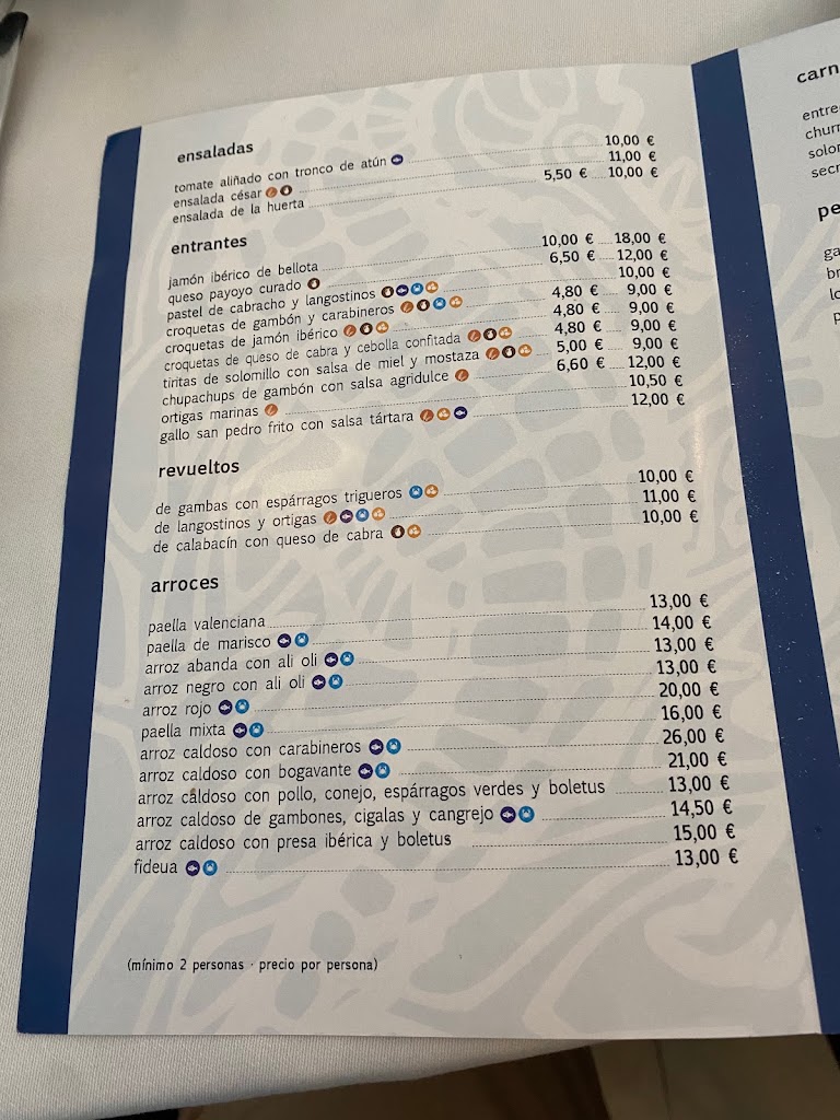 Restaurante Alevante — Carta