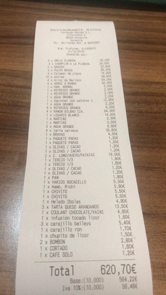 Nueva apertura..! Restaurante Richi — Carta