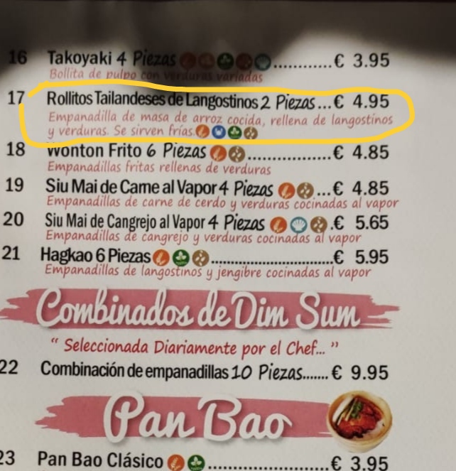 Yummy restaurante — Carta