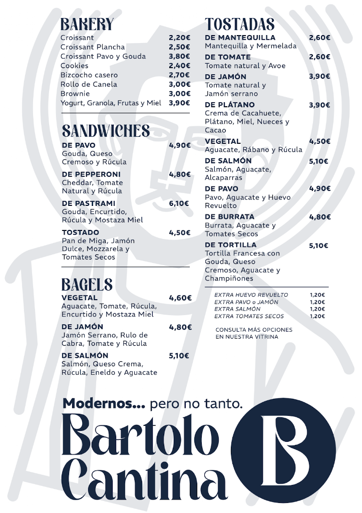 Bartolo Cafe Cantina — Carta