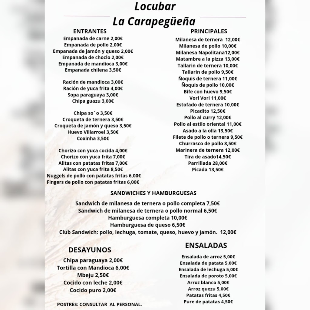 LOCUBAR LA CARAPEGUENA — Carta
