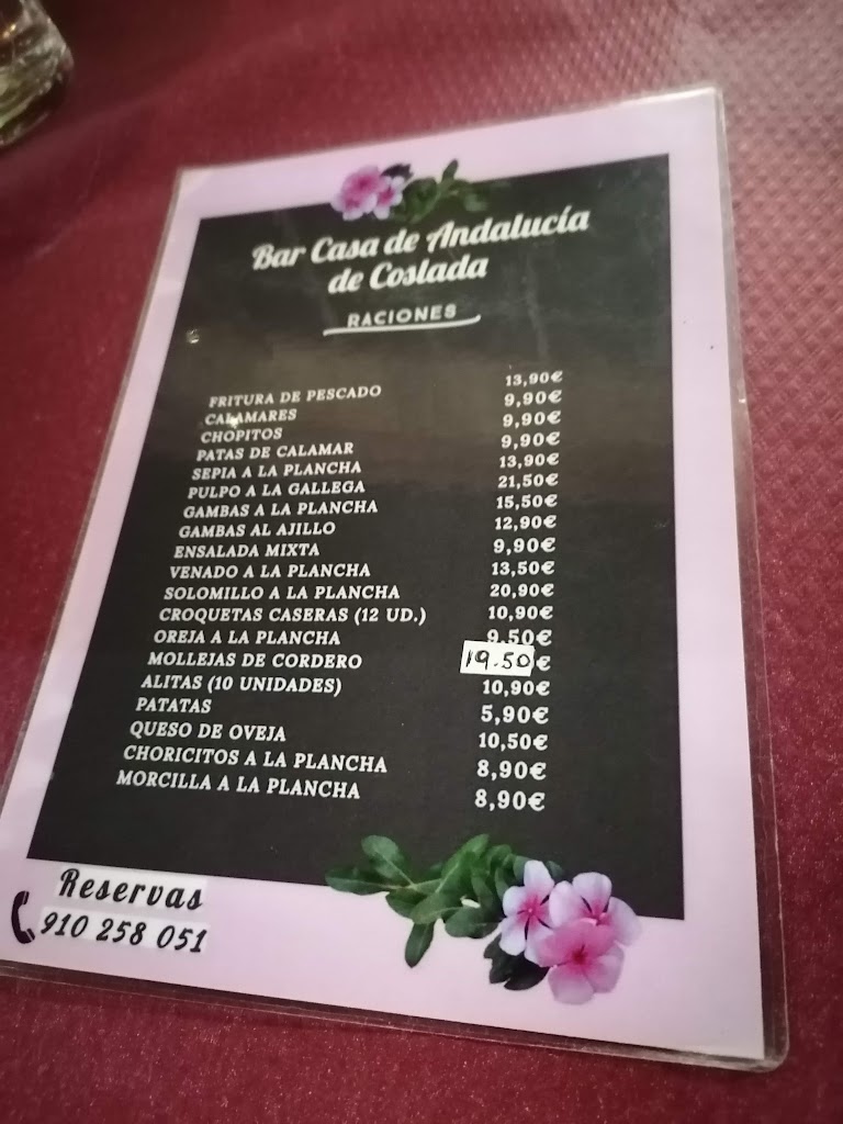 Cafeteria Castilla's — Carta