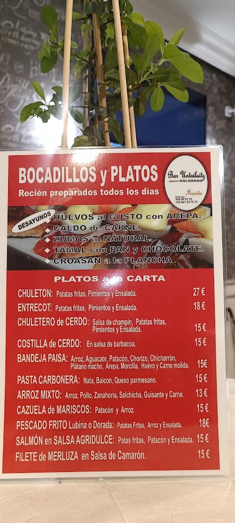 Restaurante Untxilaitz — Carta