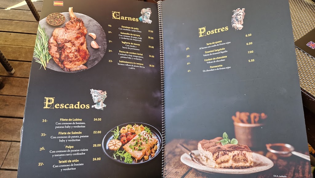 Restaurante Satyricon — Carta