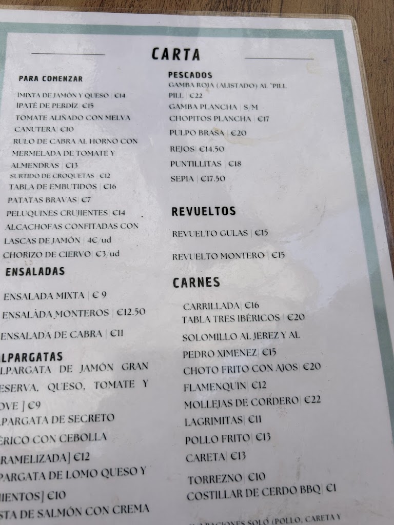 Taberna Los Monteros - Raciones y tapas en Ubeda — Carta