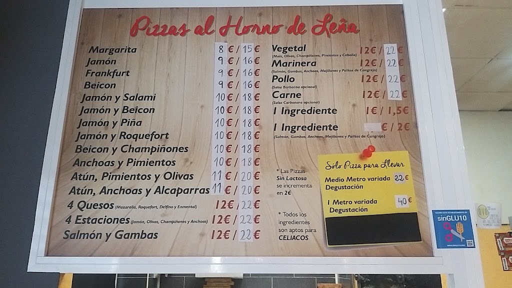 Restaurante pizzeria la lena — Carta