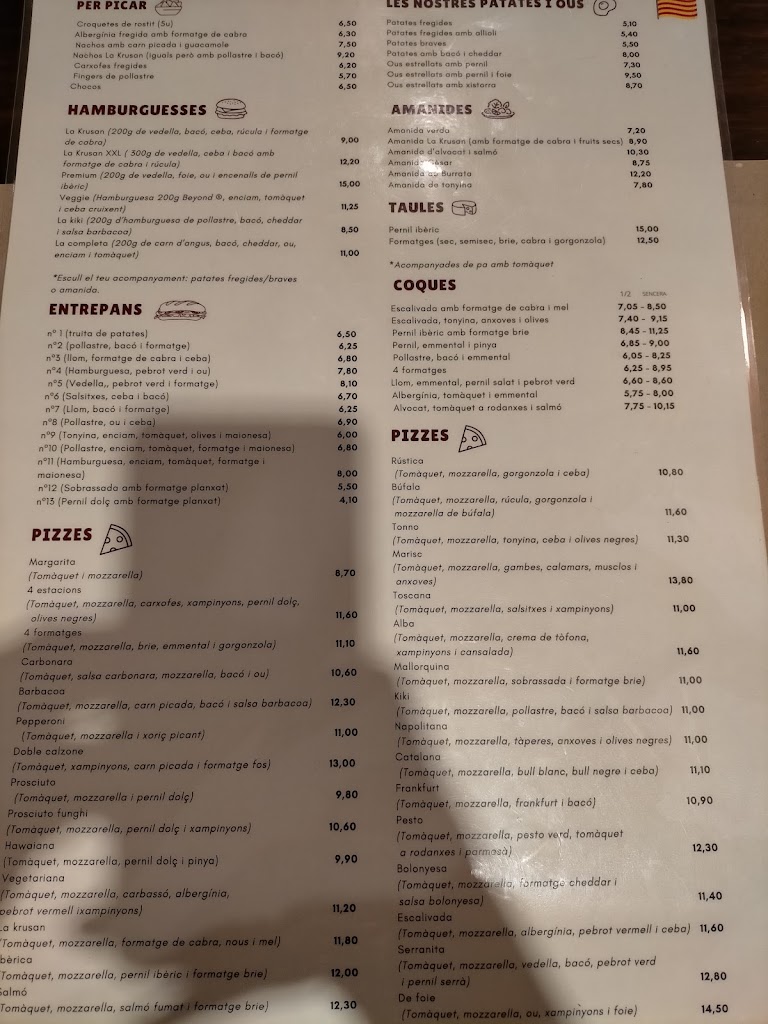 Granja Bar la Krusan — Carta
