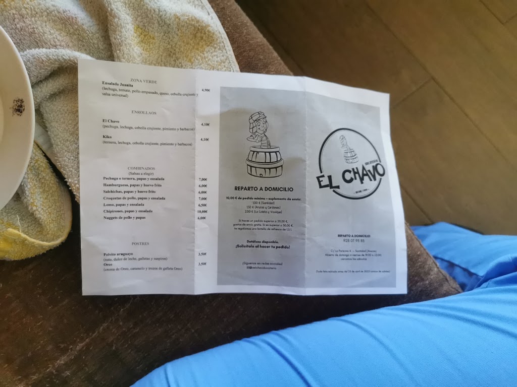 Bocateria El Chavo — Carta