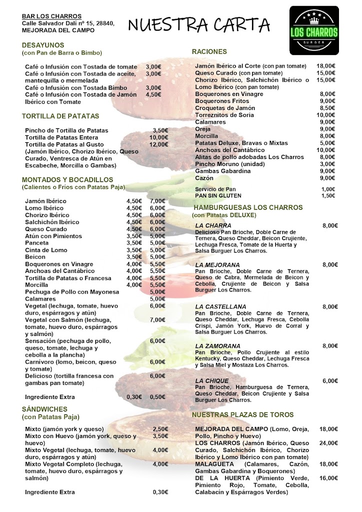 Bar Los Charros — Carta