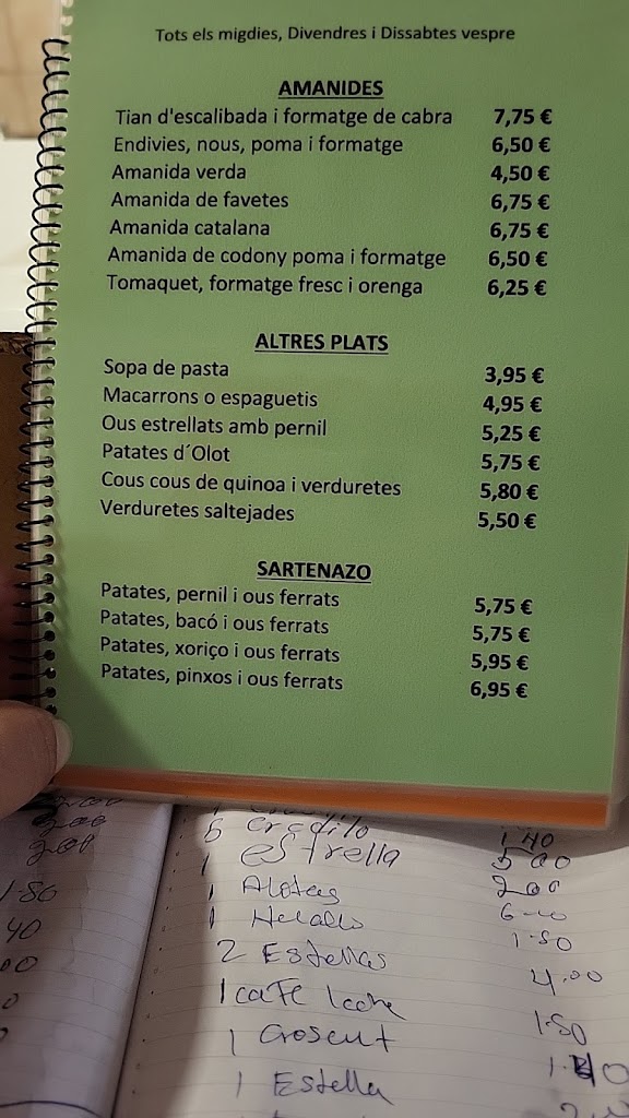 Bar La Culla — Carta