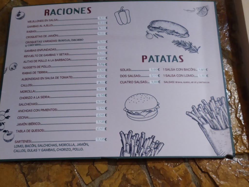 Cafeteria Jardin de Moneche — Carta