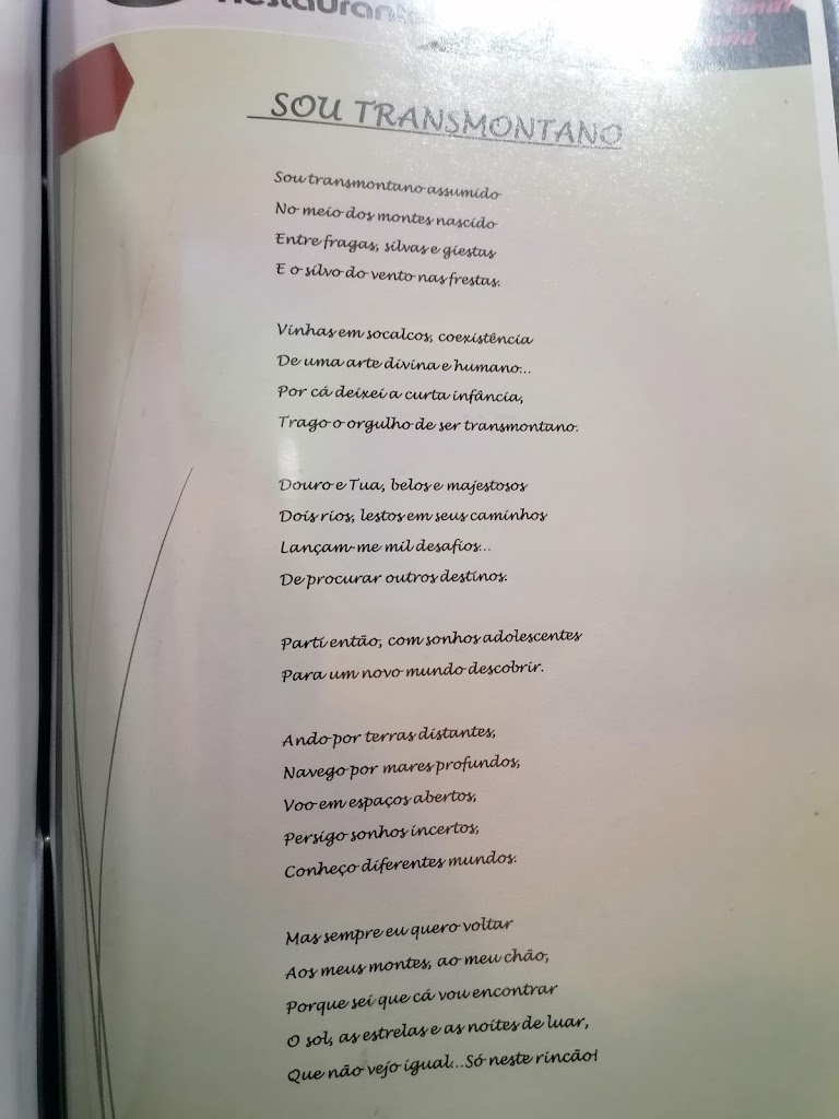 Restaurante Um Cibo A Mesa — Carta