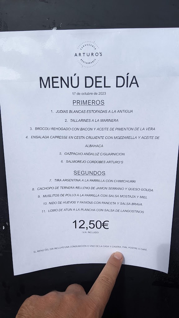 Arturo's Alcorcon — Carta