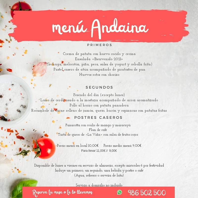 Andaina Gastro bar — Carta