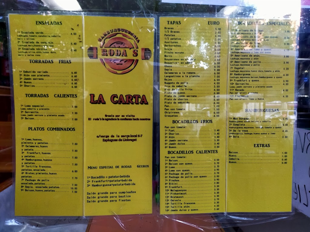 Bar Roda's — Carta