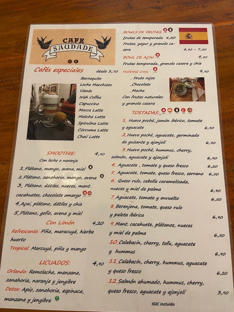 CAFE SAUDADE — Carta