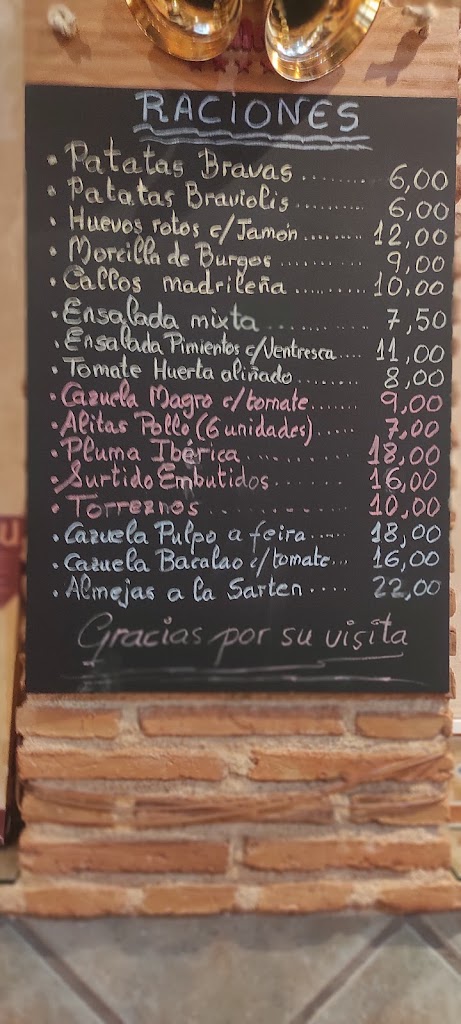 Cafeteria Moraleja — Carta
