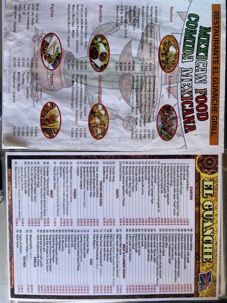 El Guanche Grill — Carta