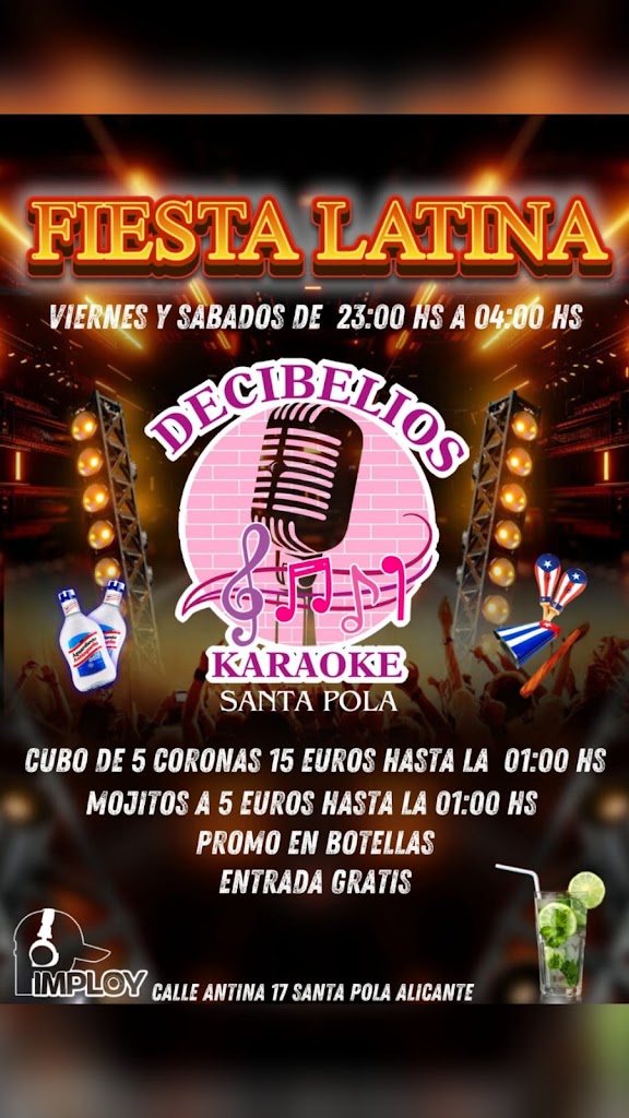 Karaoke Decibelios Santa Pola — Carta