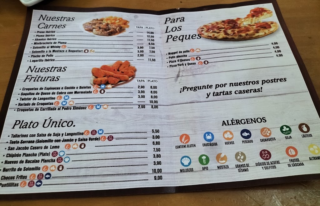 Bar "Casa Blanco" — Carta