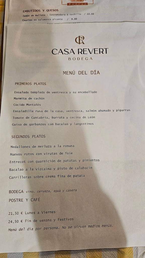 La Casa de Revert — Carta