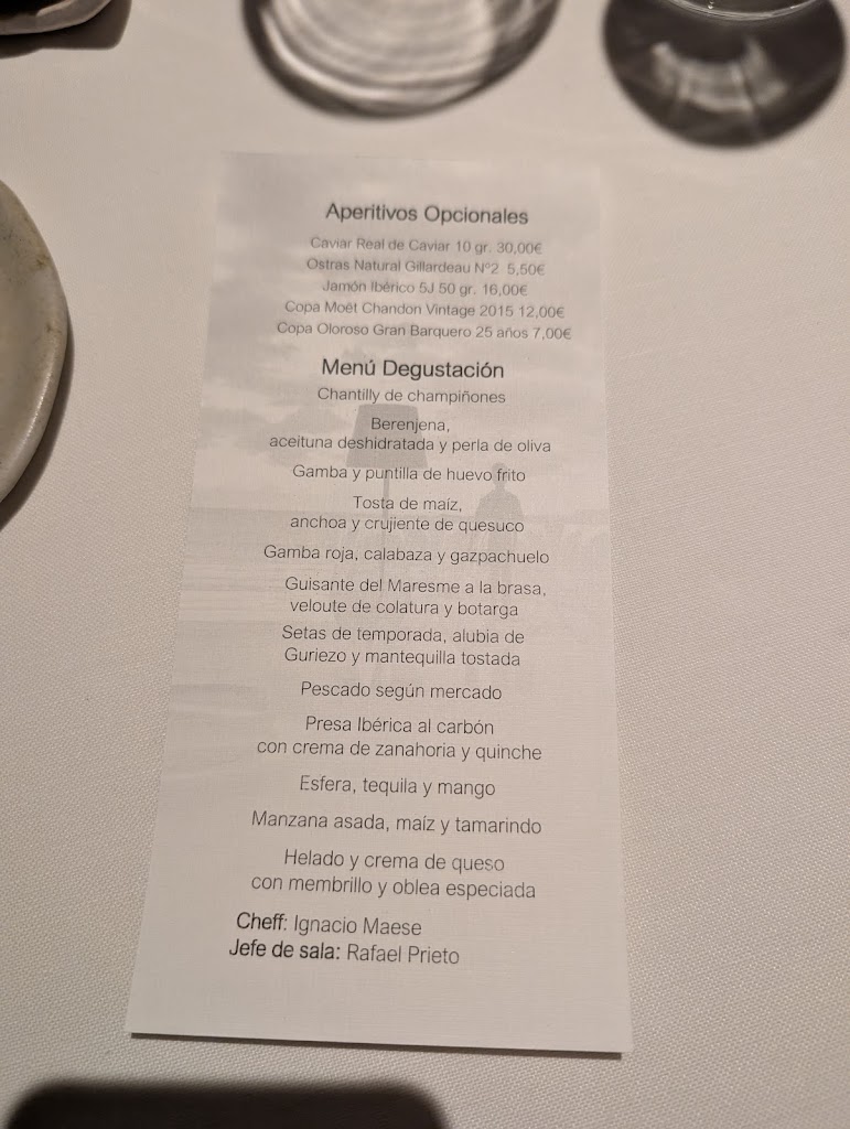 Restaurante El Serbal — Carta