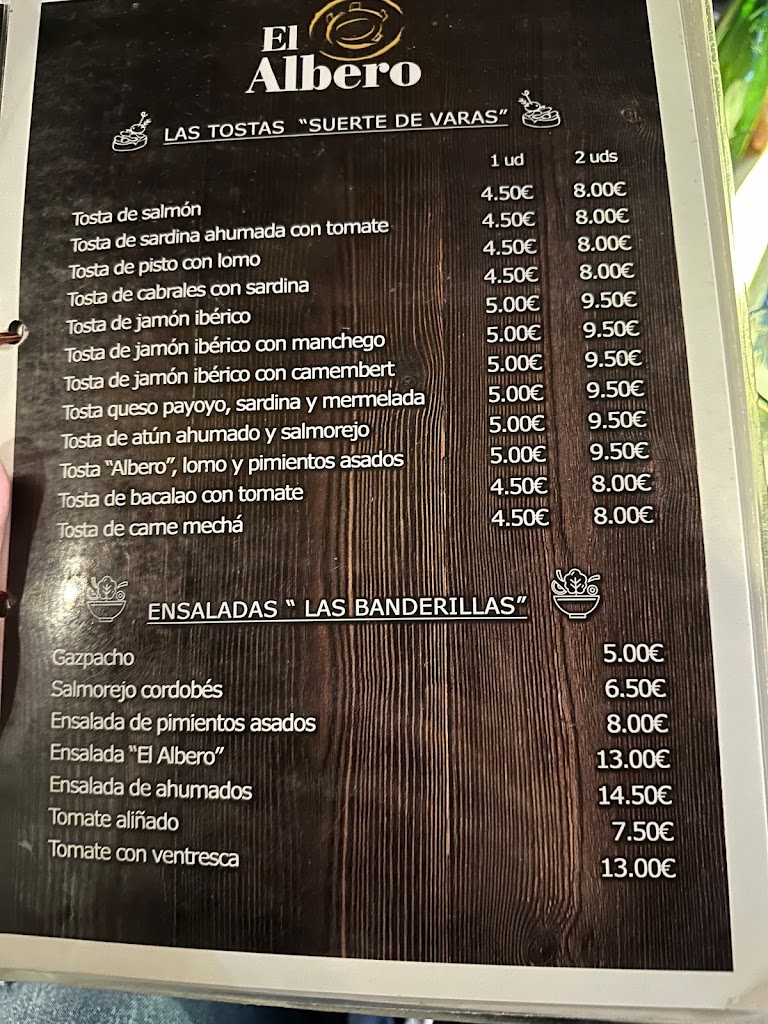 Bodega "el Albero" Marbella — Carta