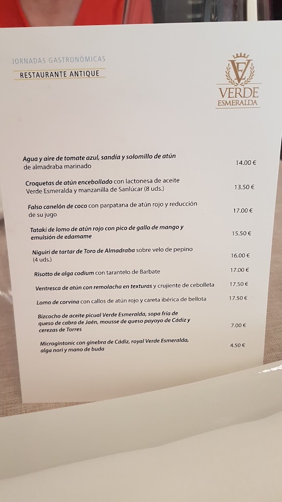 Antique Restaurante y Tapas — Carta