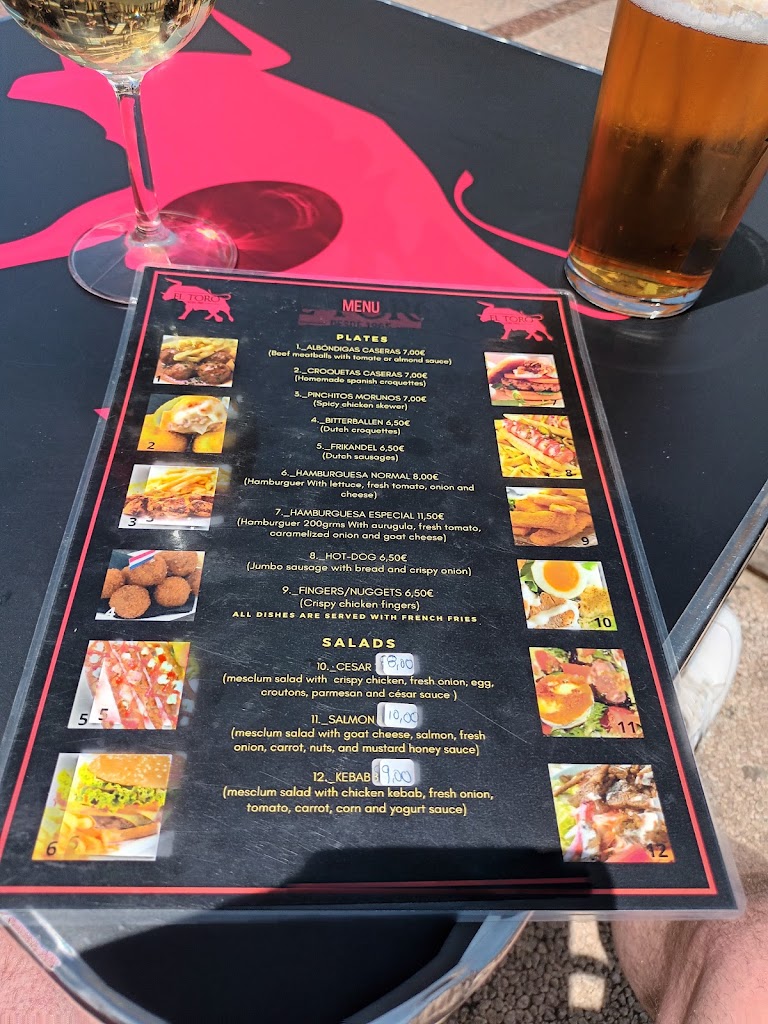 Bar El Toro — Carta