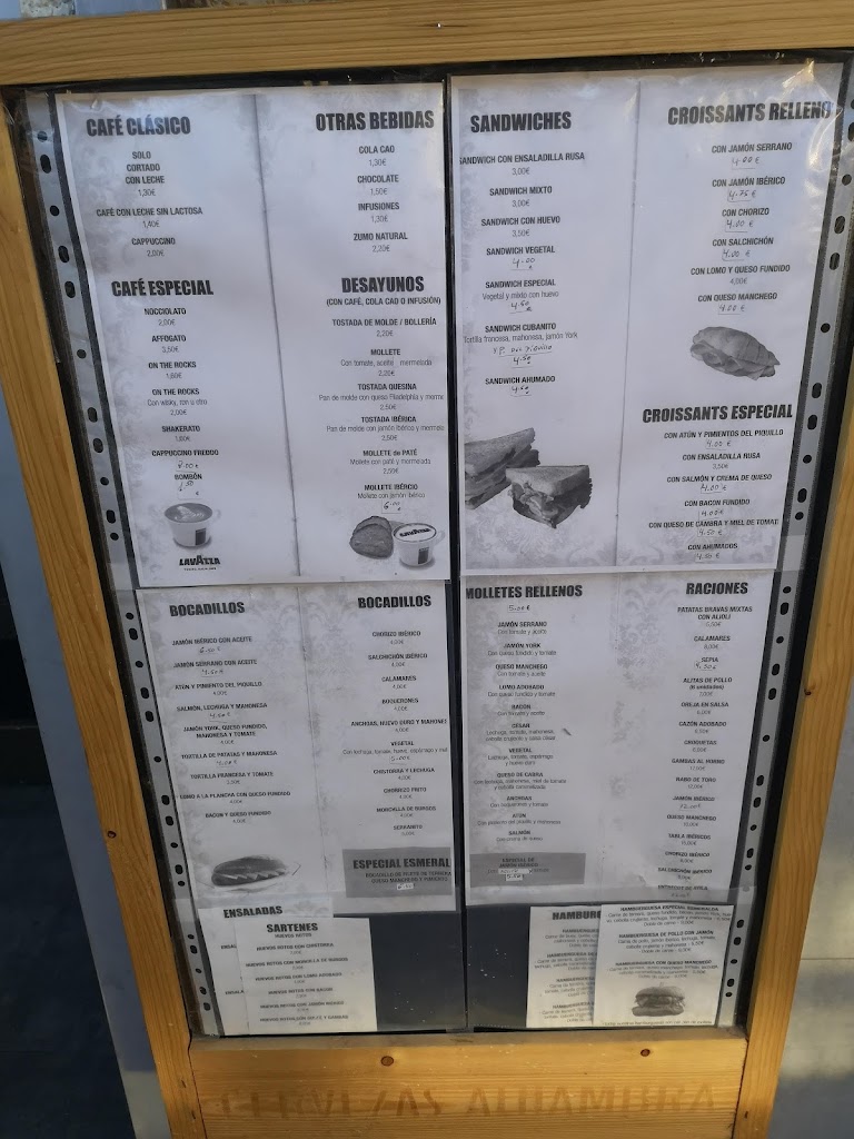 Cafeteria Restaurante Esmeralda — Carta