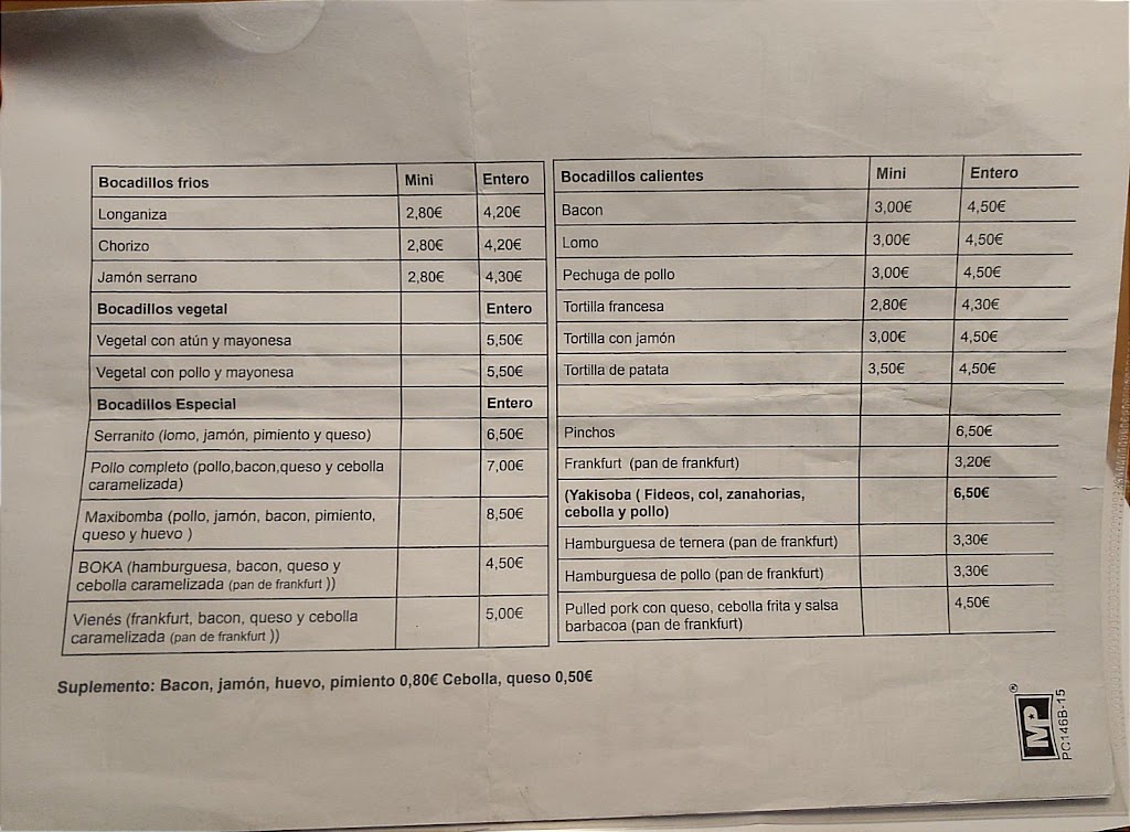 Bokatines Manresa — Carta