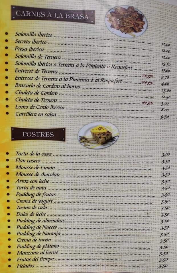 Bodega la Parada — Carta