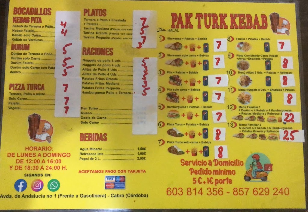 PAK KEBAB CABRA — Carta