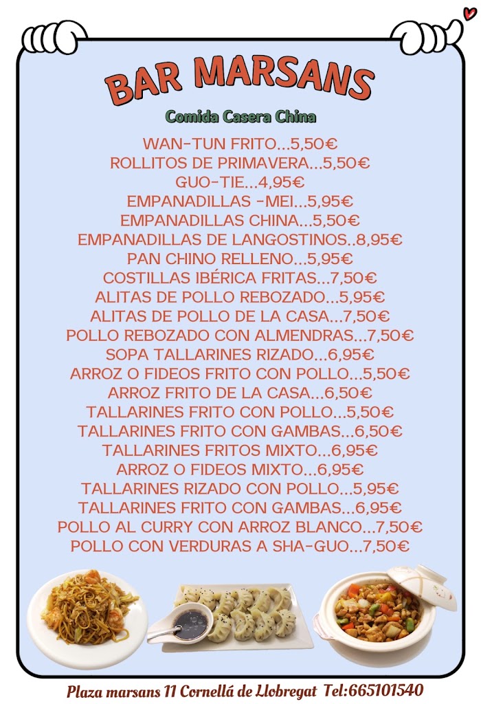 Bar Marsans — Carta