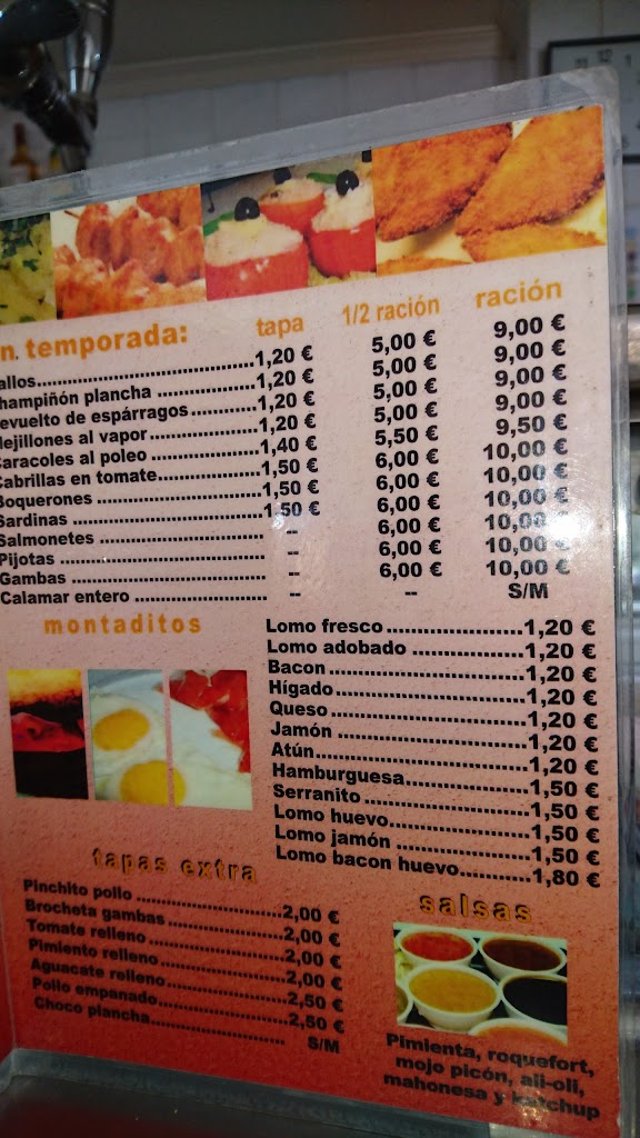 Cafeteria Cerveceria Durante — Carta