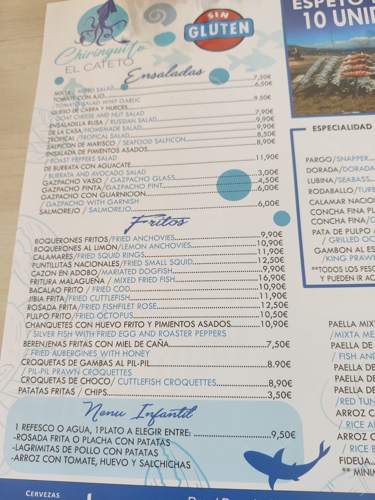 Chiringuito El Cateto - Fuengirola — Carta