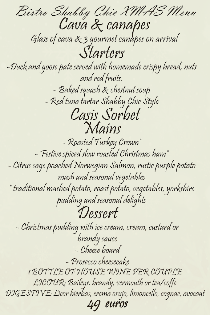 Bistro Shabby Chic — Carta