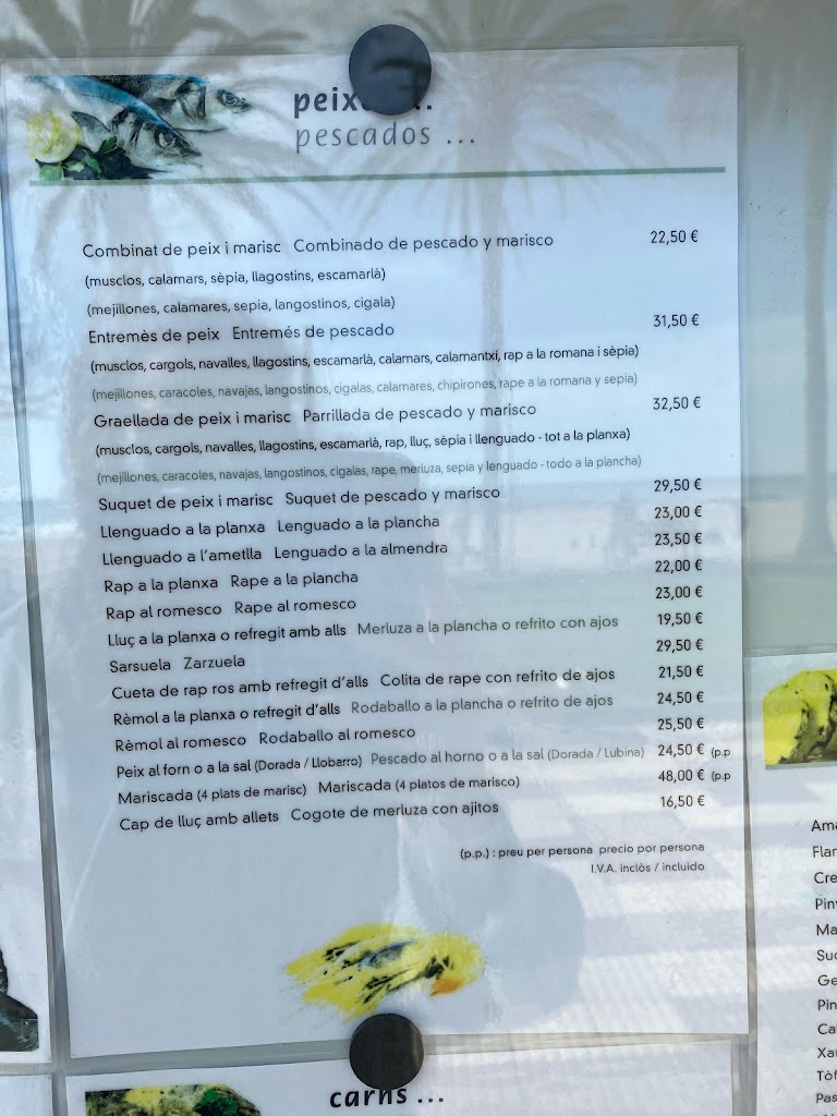 Restaurante l'Escandall Cambrils — Carta