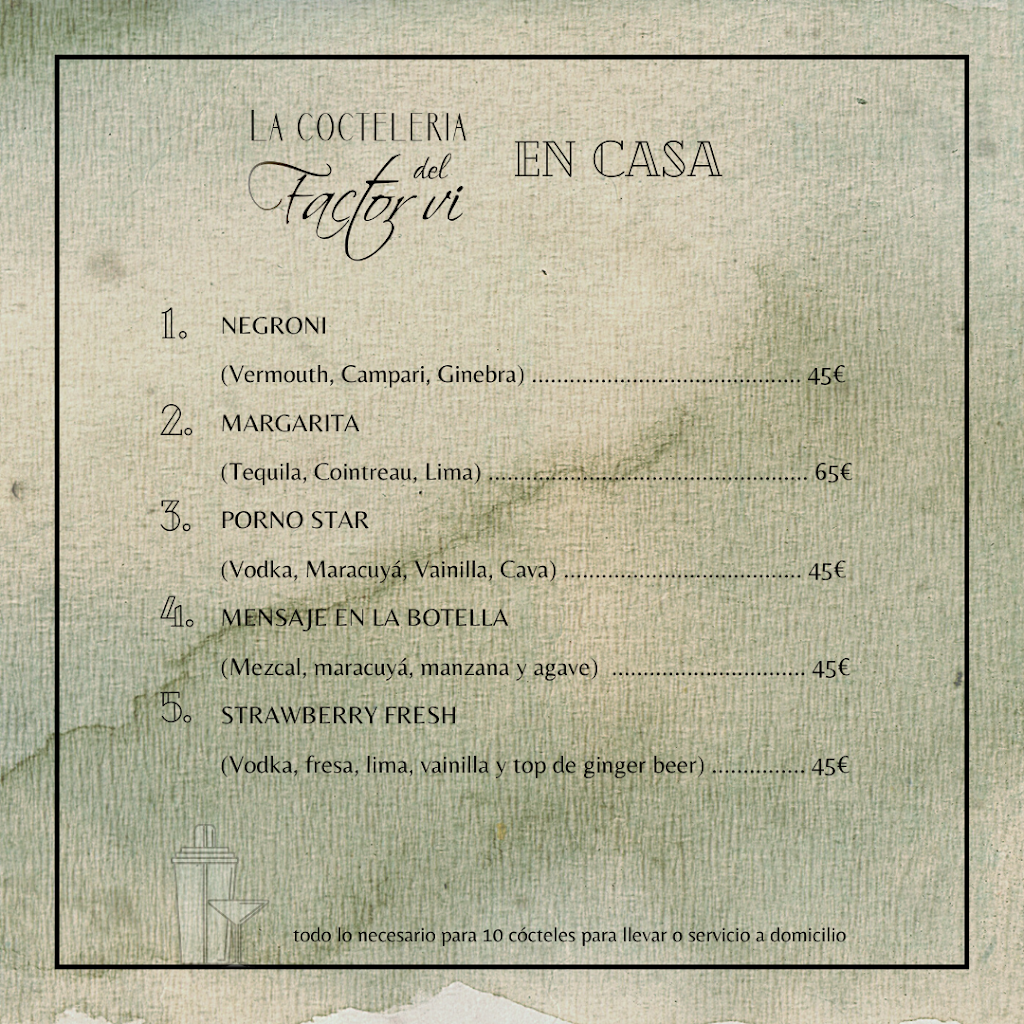 Restaurante Factor Vi — Carta
