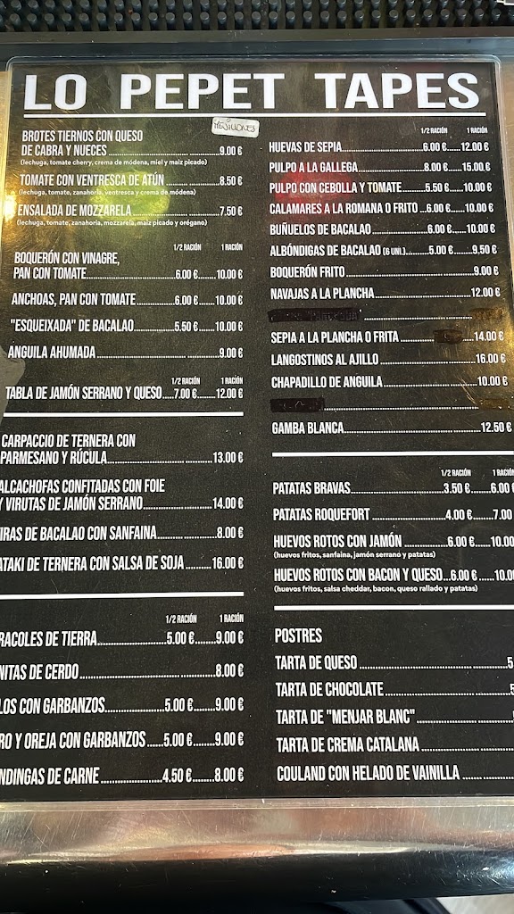 Bar Lo Pepet — Carta