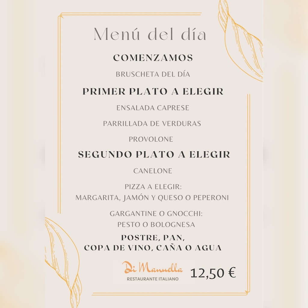 Di Manuella Restaurante Italiano — Carta