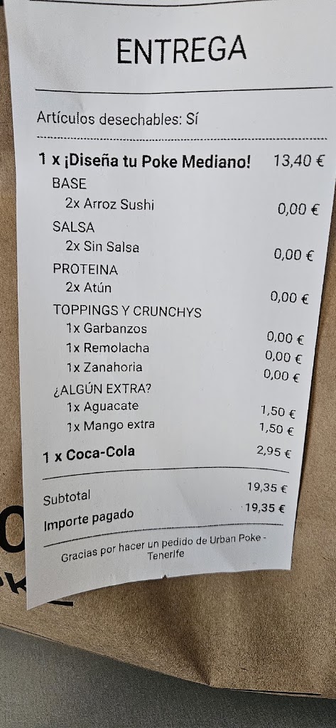 Urban Poke Bar - Puerto de la Cruz — Carta