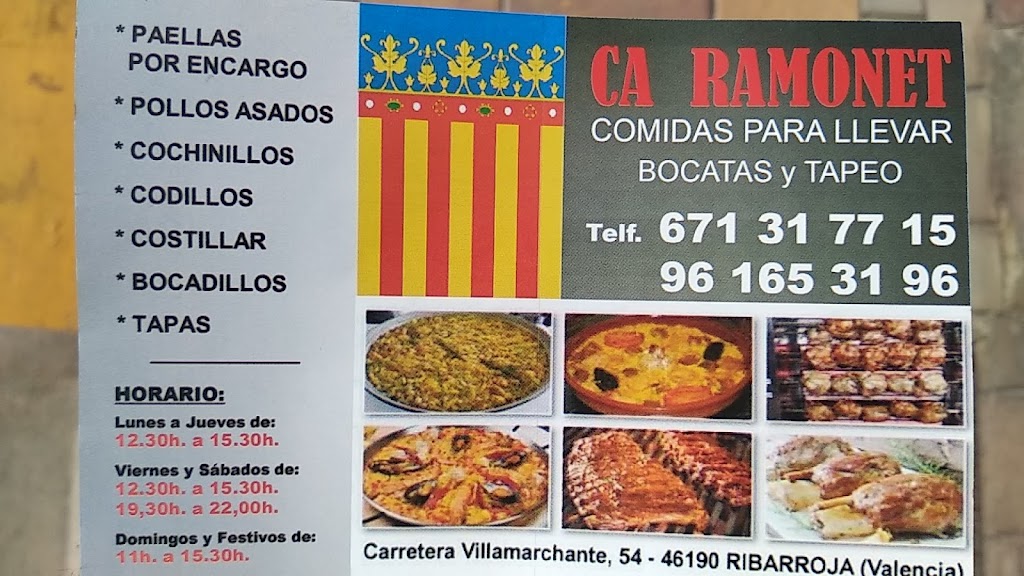 Ca Ramonet - Comidas para llevar — Carta