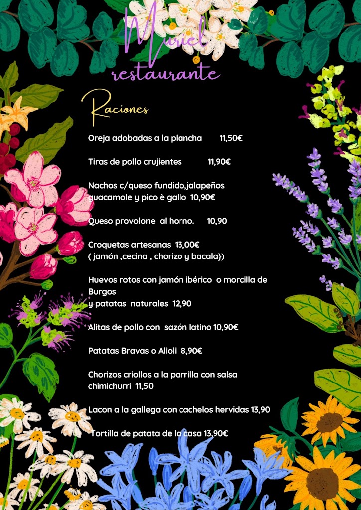 Muriel Bar Restaurante — Carta