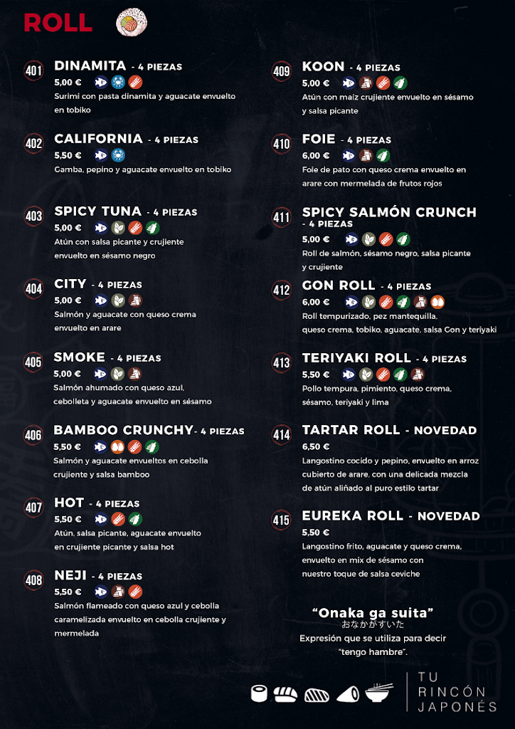 Kyoto Sushi Rota — Carta