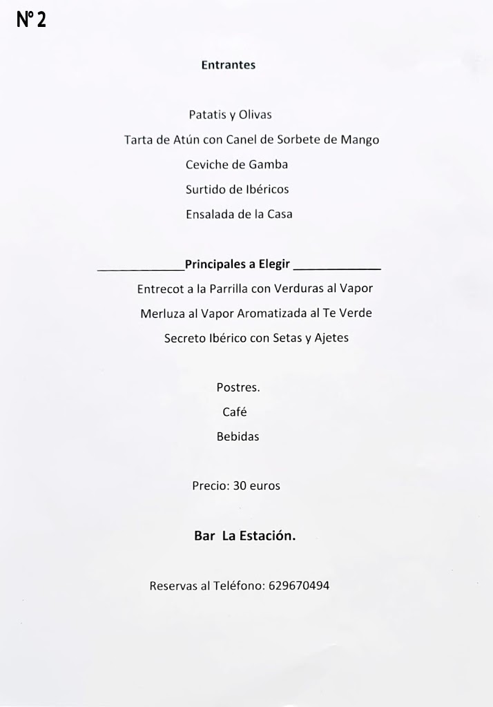 Cafeteria Bar Las Vegas VIP — Carta