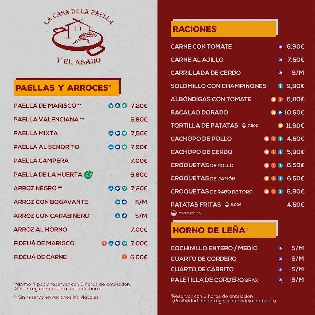 La Casa de la Paella y el Asado Almendralejo — Carta